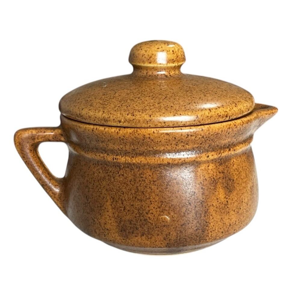 Monmouth Western Pottery Mojave Brown Maple Leaf CREAMER Pitcher w/Lid